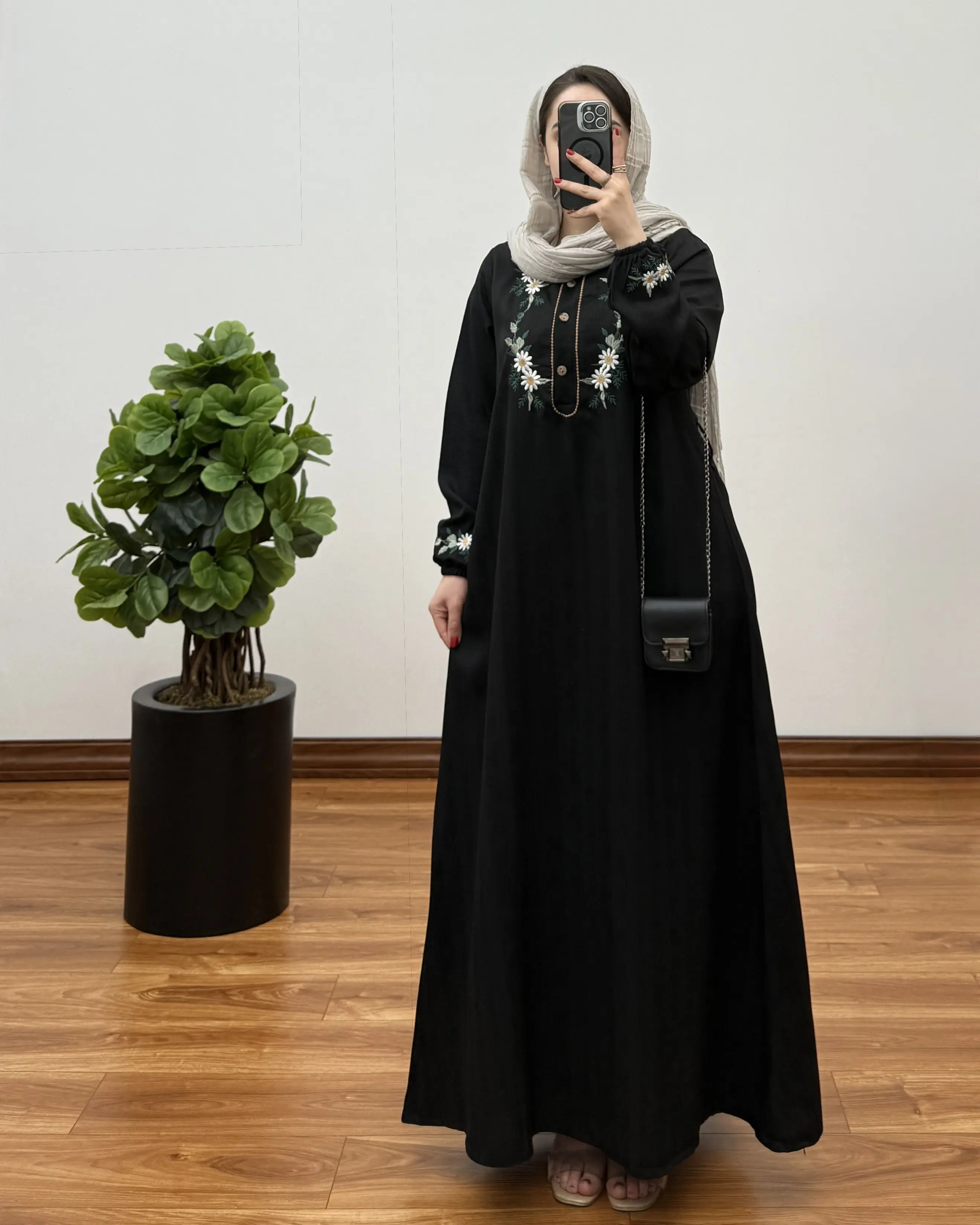 مانتو زنانه بلند قواره دار مدل شهربانو طرح گل